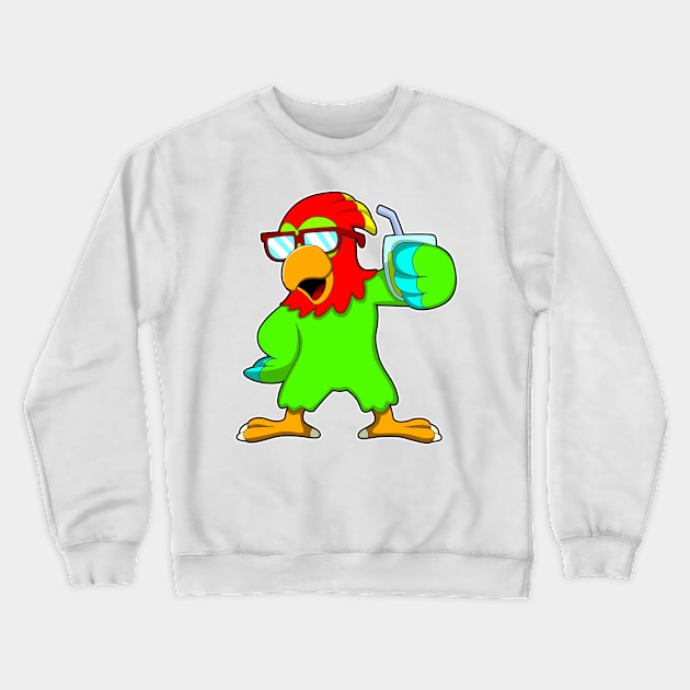 Parrot with Sunglasses & Drink Crewneck Sweatshirt by Markus Schnabel